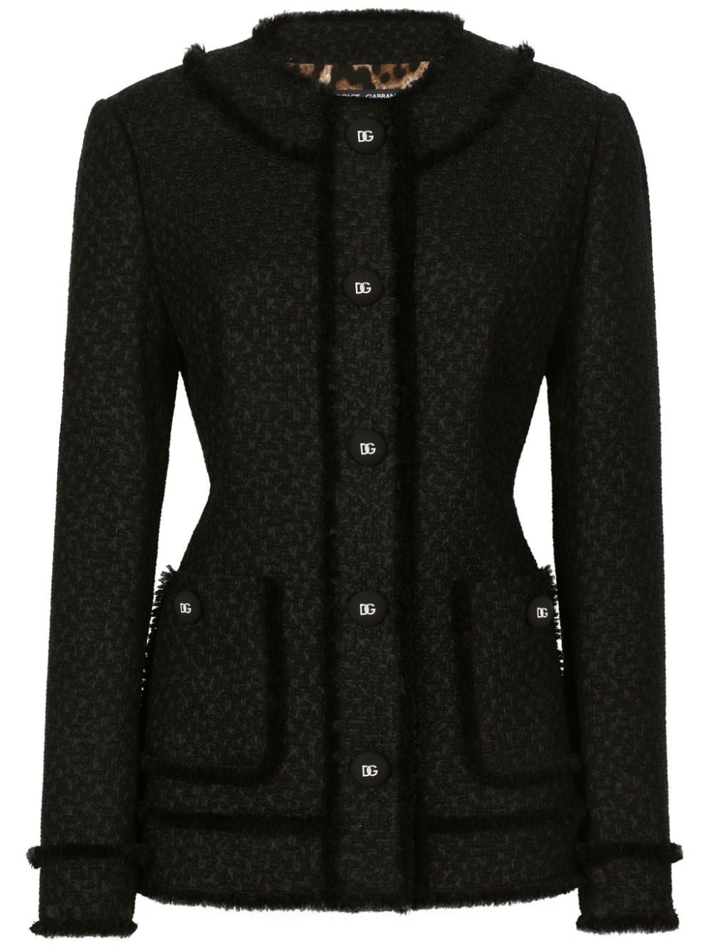 DOLCE & GABBANA Buttoned Logo Engraved Outerwear Jacket for Women