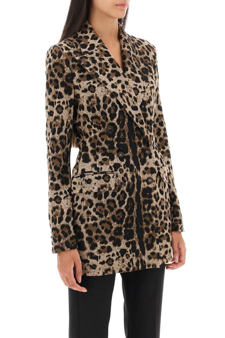 DOLCE & GABBANA Double-Breasted Knit Jacket in Animalier Print for Women - FW23