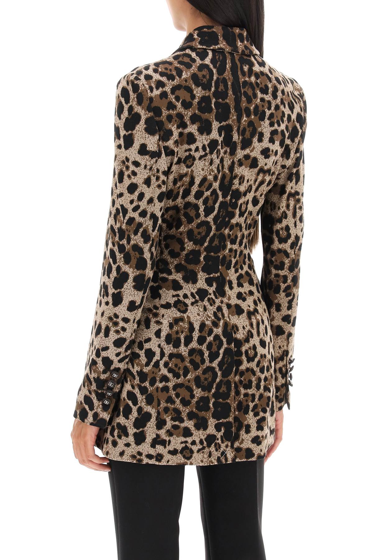 DOLCE & GABBANA Double-Breasted Knit Jacket in Animalier Print for Women - FW23