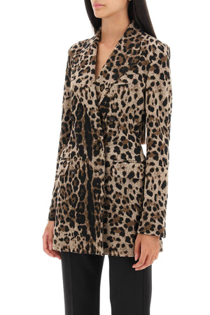 DOLCE & GABBANA Double-Breasted Knit Jacket in Animalier Print for Women - FW23