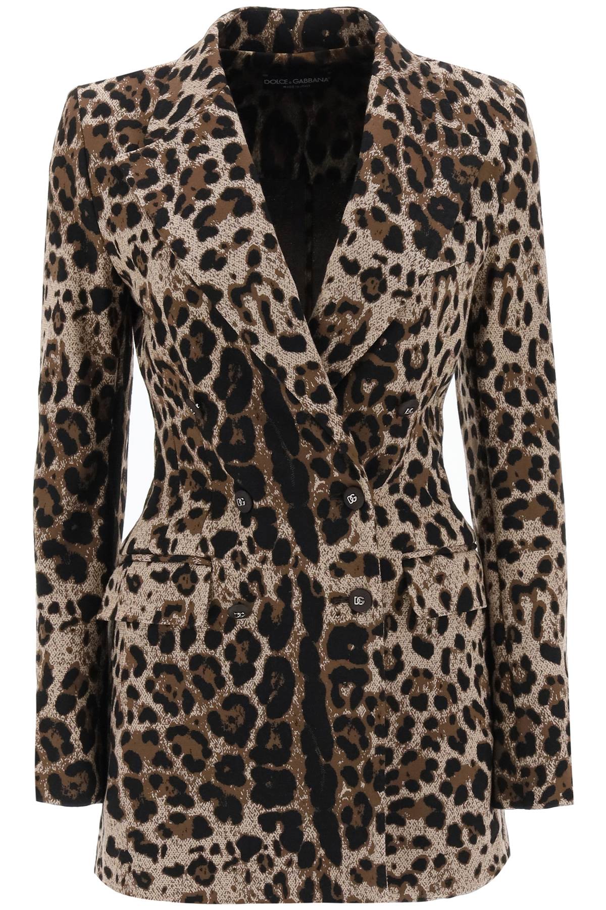 DOLCE & GABBANA Double-Breasted Knit Jacket in Animalier Print for Women - FW23