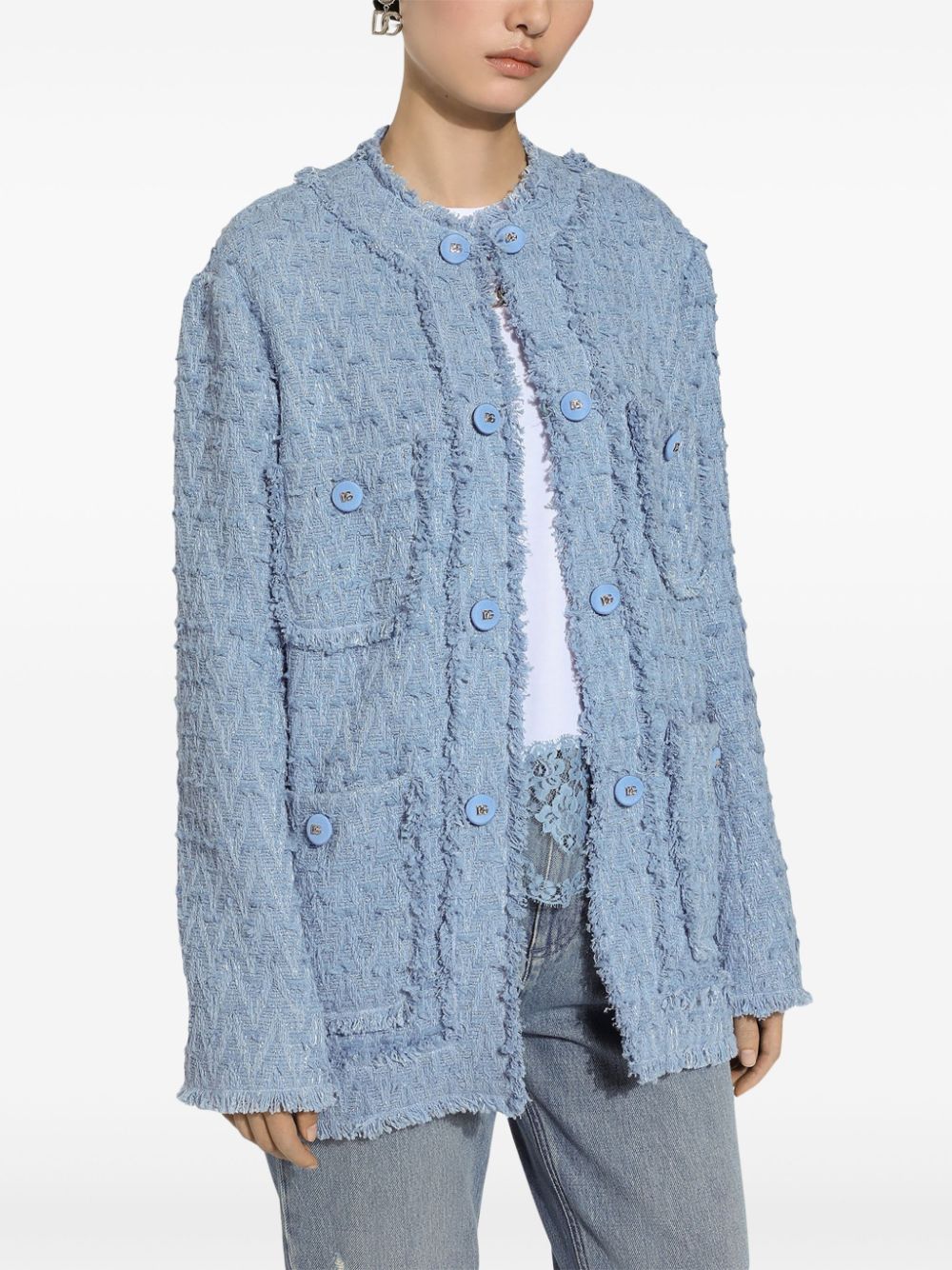 DOLCE & GABBANA Chic Light Blue Cotton Blend Jacket