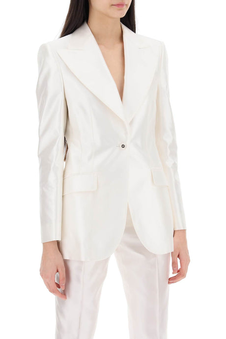 DOLCE & GABBANA Elegant White Silk Jacket for Modern Women