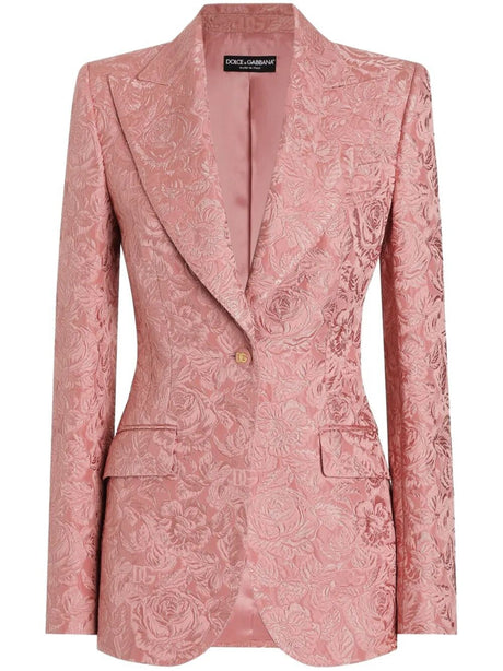 DOLCE & GABBANA Floral Quilted Jacquard Single-Breasted Women's Jacket