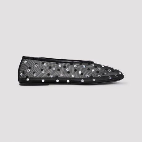 KHAITE Elegant Black Ballerina Flats with Crystal Embellishment