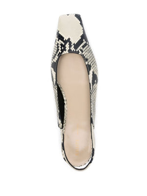 أحذية باليرينا سلينجباك بنقشة جلد الثعبان - بيج/أخضر/أسود