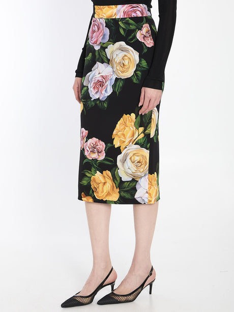 DOLCE & GABBANA Floral High-Waisted Pencil Skirt - Size 40