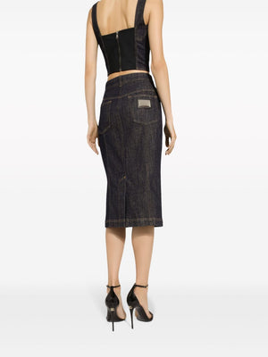 DOLCE & GABBANA Mid-Length Denim Pencil Skirt in Blue for Women - SS24 Collection