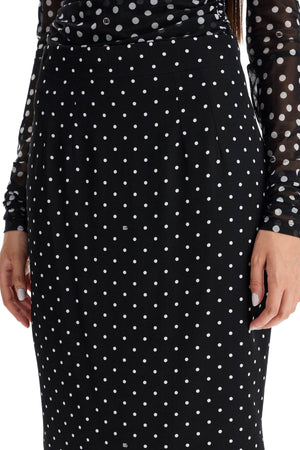 DOLCE & GABBANA Chic Polka-Dot Silk Pencil Skirt