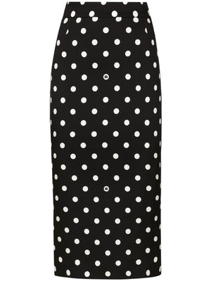 DOLCE & GABBANA Polka Dot Charm Silk Midi Skirt