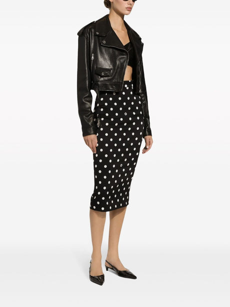 DOLCE & GABBANA Polka Dot Charm Silk Midi Skirt