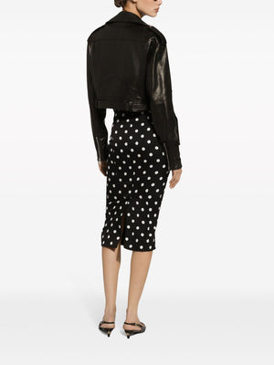 DOLCE & GABBANA Polka Dot Charm Silk Midi Skirt