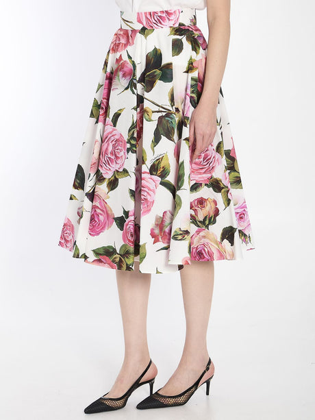 DOLCE & GABBANA Floral Midi Flared Skirt