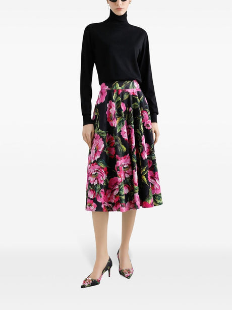 DOLCE & GABBANA Rose Print Midi Skirt for Women