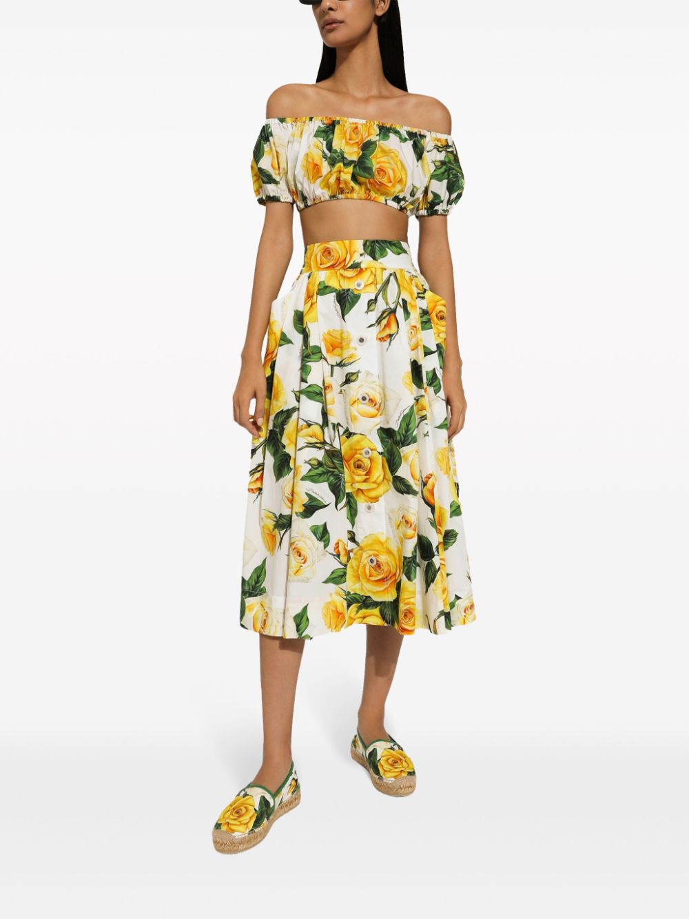 DOLCE & GABBANA Floral Print Circle Skirt - Yellow