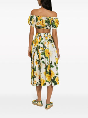 DOLCE & GABBANA Floral Print Circle Skirt - Yellow