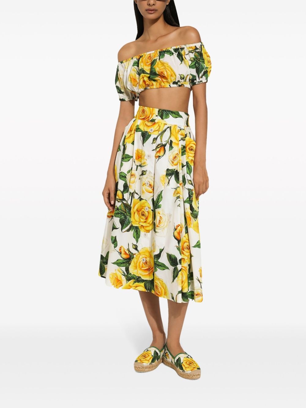 DOLCE & GABBANA Floral Print Circle Skirt - Yellow