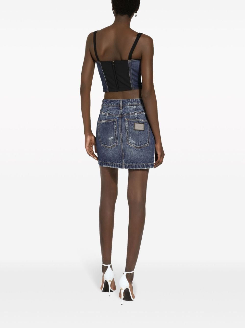 DOLCE & GABBANA Blue Distressed Denim Mini Skirt