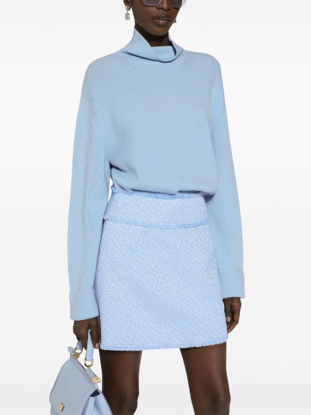 DOLCE & GABBANA Chic Sky Blue Tweed Mini Skirt