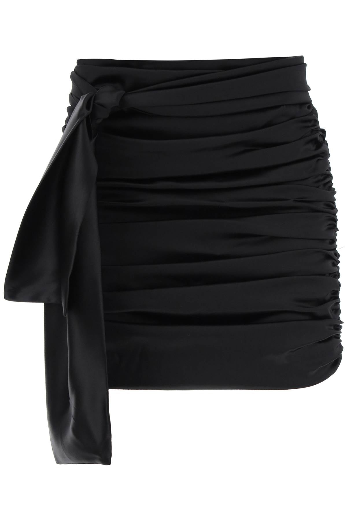 DOLCE & GABBANA Black Ruched Satin Mini Skirt for Women - FW23