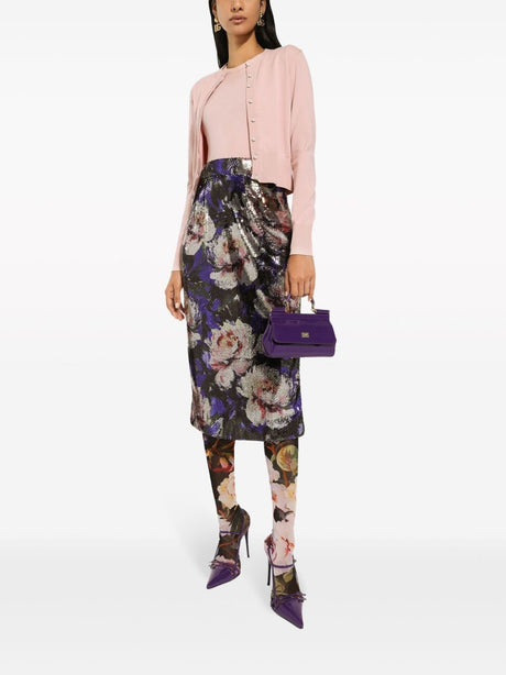 DOLCE & GABBANA Dark Purple Floral Print Pencil Skirt for Women