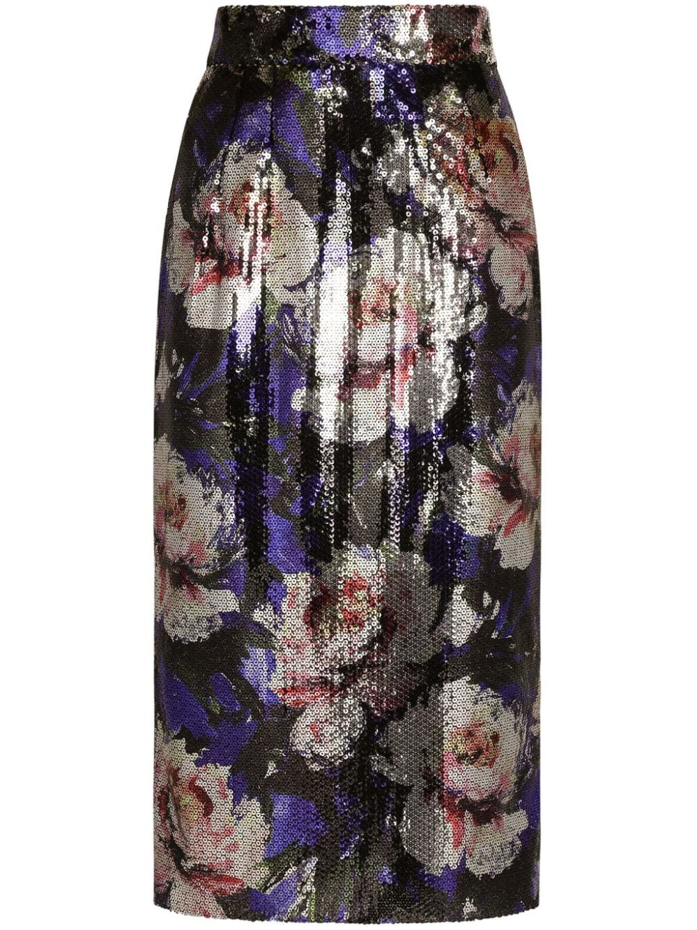 DOLCE & GABBANA Dark Purple Floral Print Pencil Skirt for Women