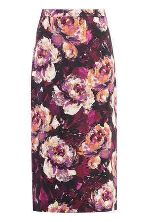 Multicolor Floral and Leopard Print Midi Skirt for Women
