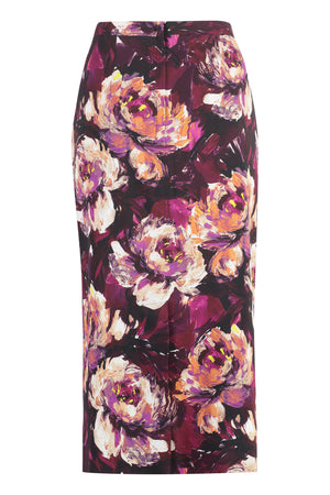 Multicolor Floral and Leopard Print Midi Skirt for Women