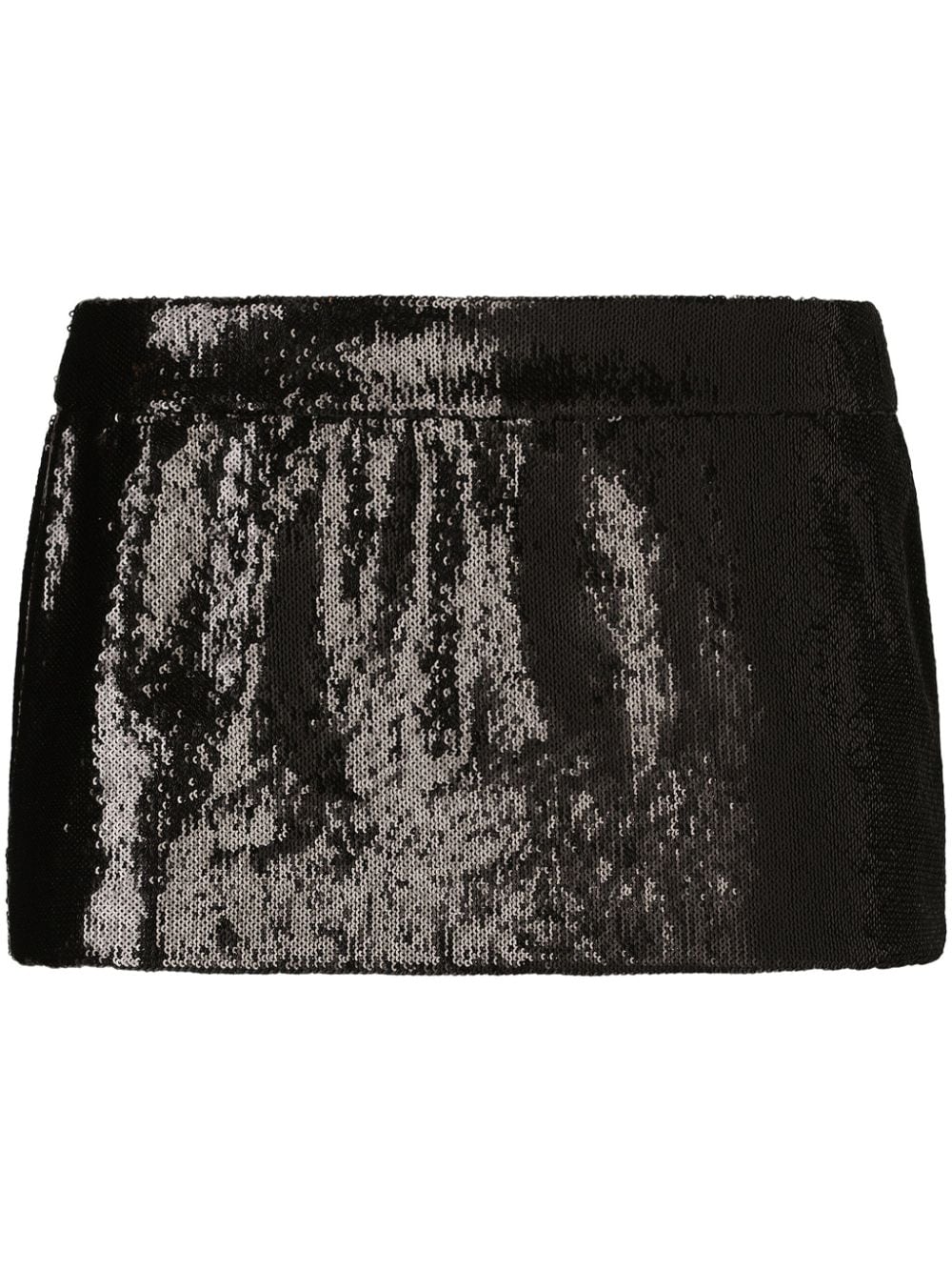 DOLCE & GABBANA Glamorous Black Sequined Mini Skirt