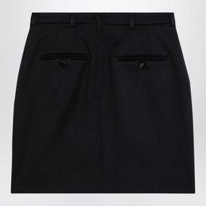 DOLCE & GABBANA High-Waisted Black Virgin Wool Mini Skirt