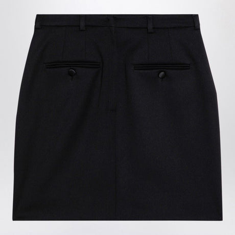 DOLCE & GABBANA High-Waisted Black Virgin Wool Mini Skirt