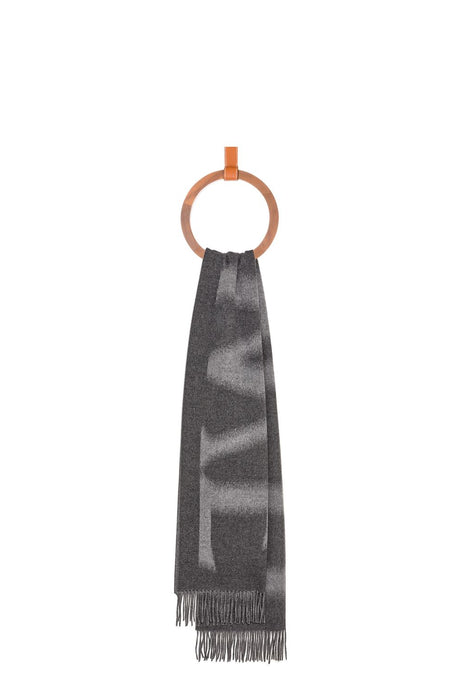 LOEWE Men's Grey Blurred Scarf for SS24