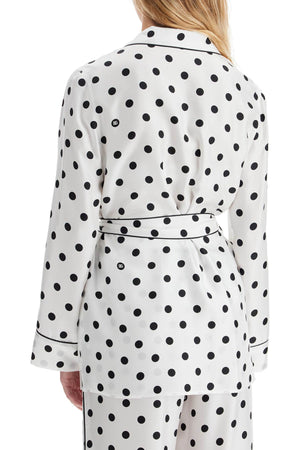 DOLCE & GABBANA Silk Twill Polka Dot Pajama Shirt with Belt