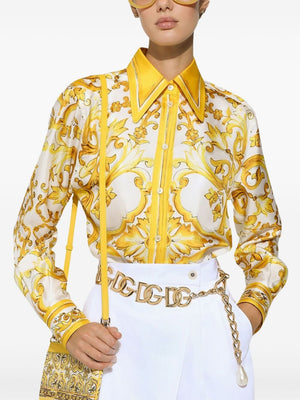 DOLCE & GABBANA Majestic Maiolica Print Silk Shirt