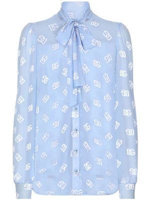 DOLCE & GABBANA Women’s Semi-Sheer Pussy Bow Collar Shirt