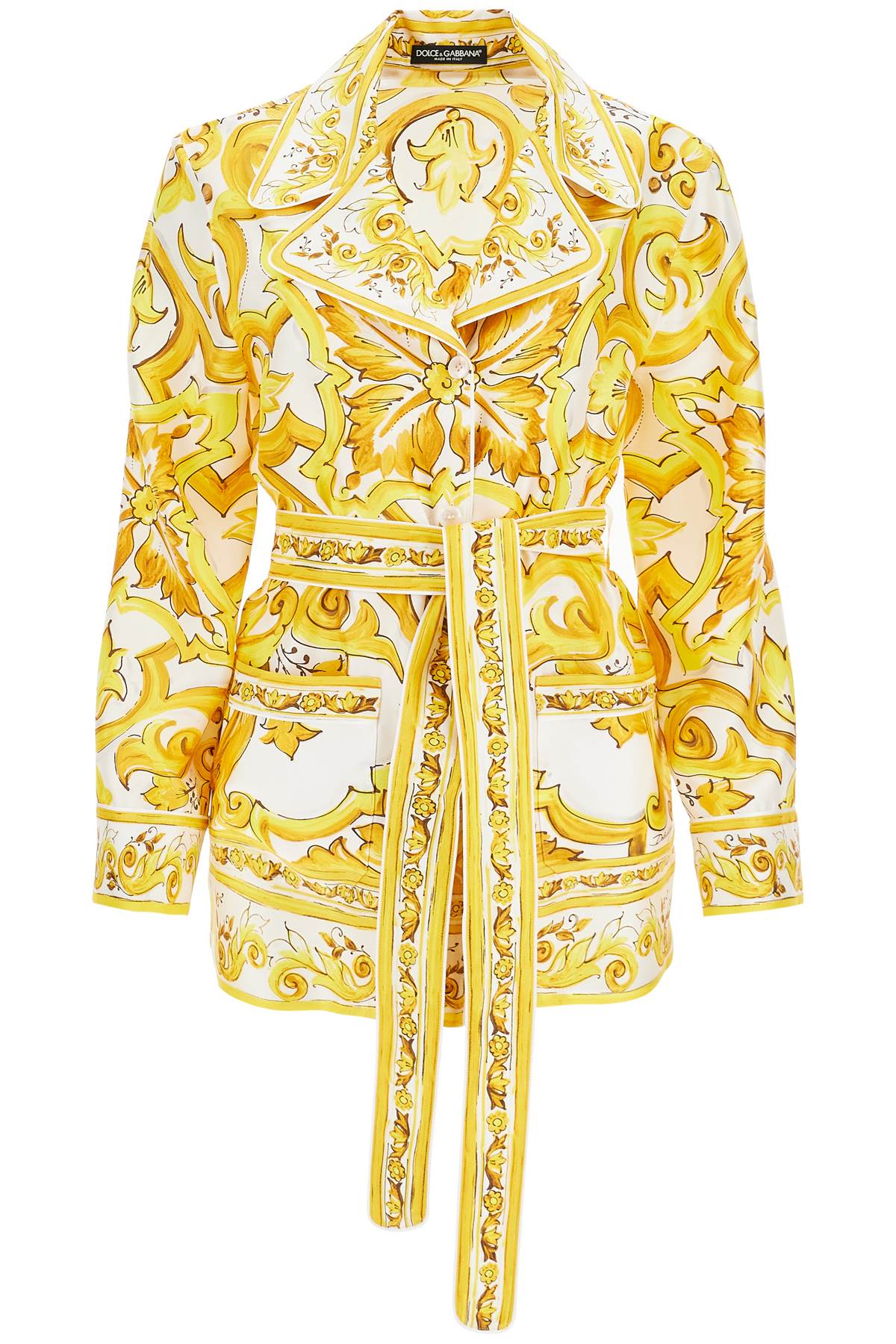 DOLCE & GABBANA Luxurious Silk Pajama-Style Blouse with Artistic Print