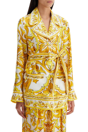 DOLCE & GABBANA Luxurious Silk Pajama-Style Blouse with Artistic Print