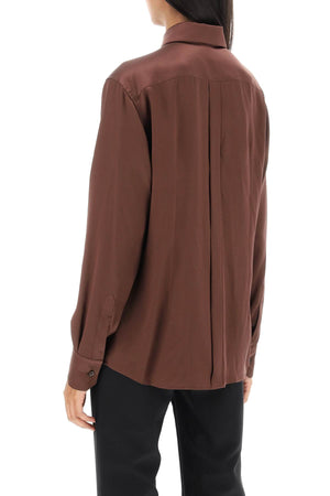 DOLCE & GABBANA Silk Satin Shirt for Women in Brown - Relaxed Fit with Italian Collar and Front Button Closure