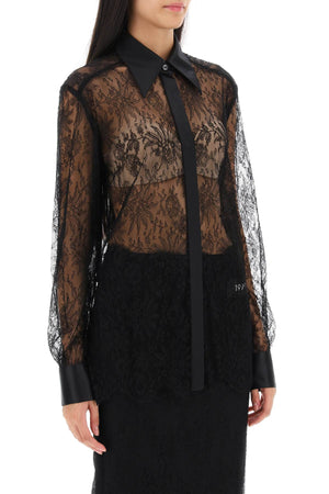 DOLCE & GABBANA Floral Chantilly Lace Shirt for Women - Black