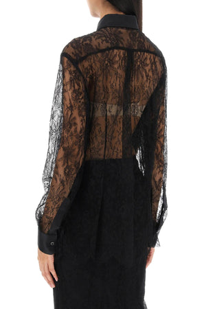 DOLCE & GABBANA Floral Chantilly Lace Shirt for Women - Black