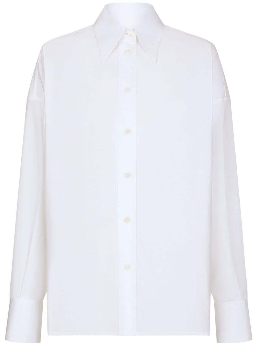 DOLCE & GABBANA Stylish White Maxi Shirt with Satin Buttons for Women - FW23 Collection