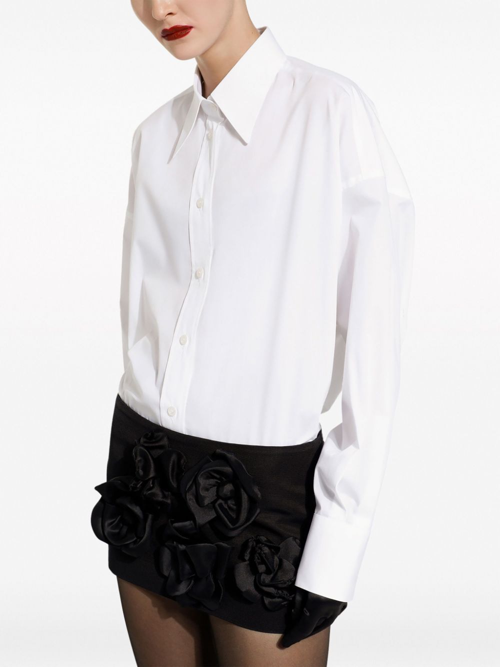 DOLCE & GABBANA Stylish White Maxi Shirt with Satin Buttons for Women - FW23 Collection