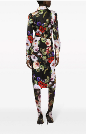 DOLCE & GABBANA Floral Print Silk Blend Shirt