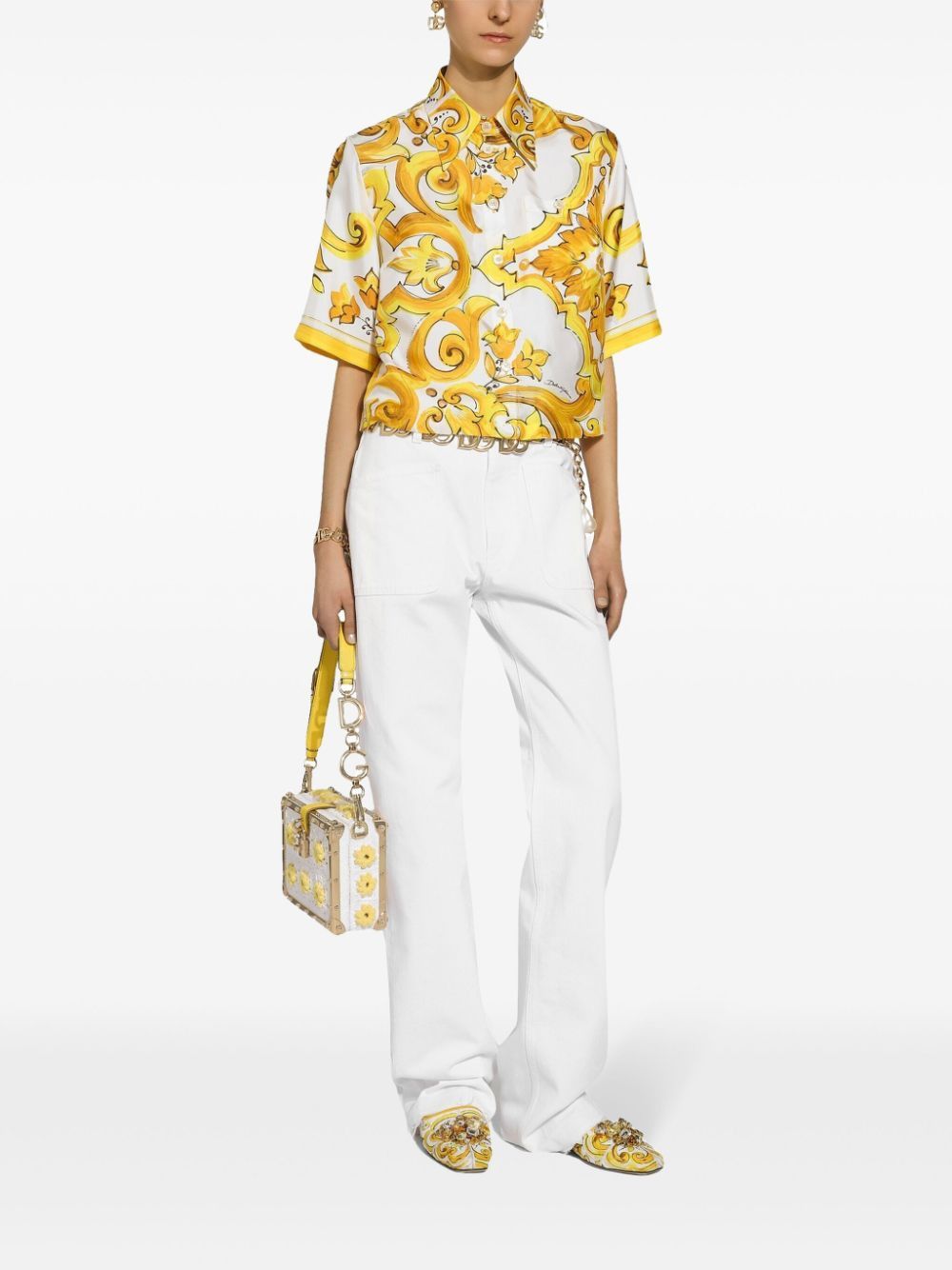 DOLCE & GABBANA Elegant Majolica Print Silk Shirt