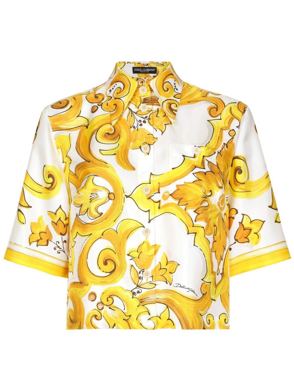 DOLCE & GABBANA Elegant Majolica Print Silk Shirt