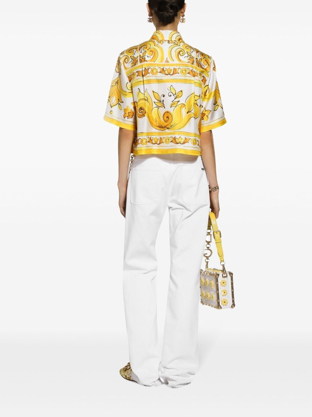 DOLCE & GABBANA Elegant Majolica Print Silk Shirt