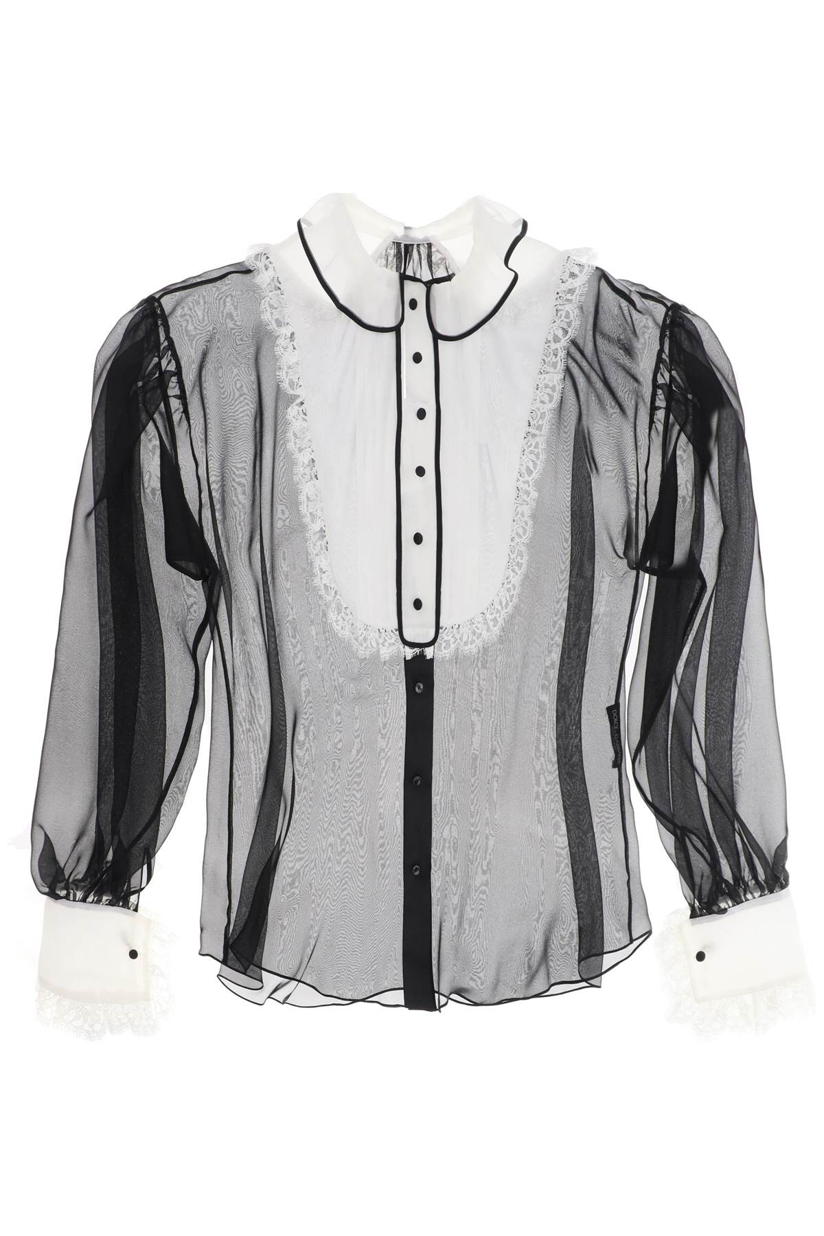 DOLCE & GABBANA Sheer Silk Chiffon Blouse with Personalized Touch in Mixed Colors