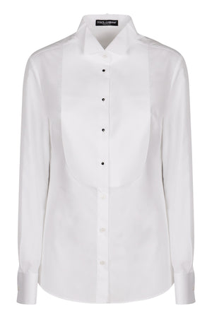 DOLCE & GABBANA Faux Button Closure Cotton Poplin Shirt for Women