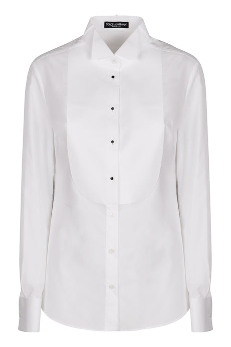 DOLCE & GABBANA Elegant White Shirt with Piqué Plastron for Women