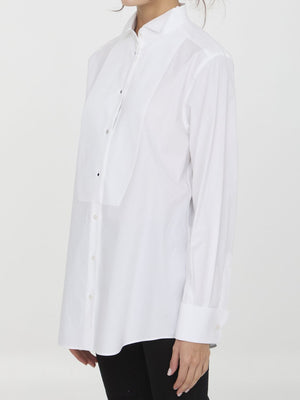 DOLCE & GABBANA Textured White Cotton Poplin Shirt for Women - Regular Fit